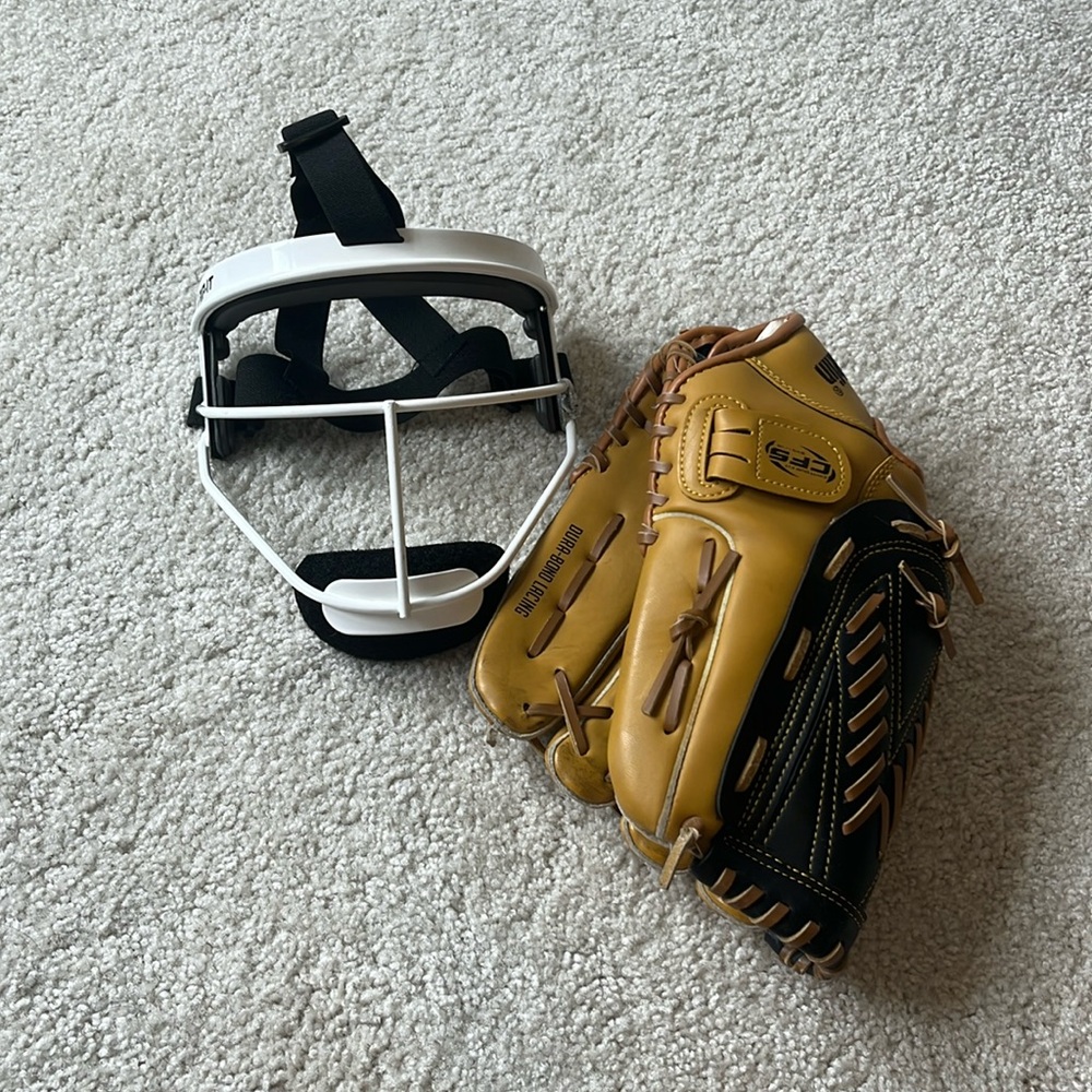 softball face mask and glove set